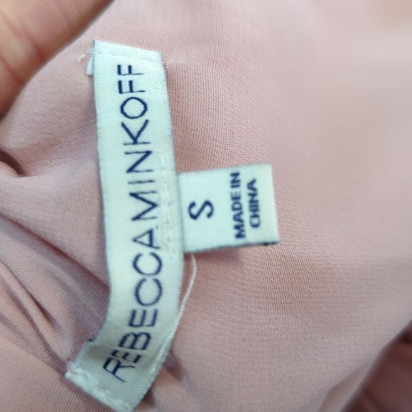 Rebecca Minkoff Off Shoulder Silk Blouse Pink S bohemian preppy summer coquette - Picture 5 of 8